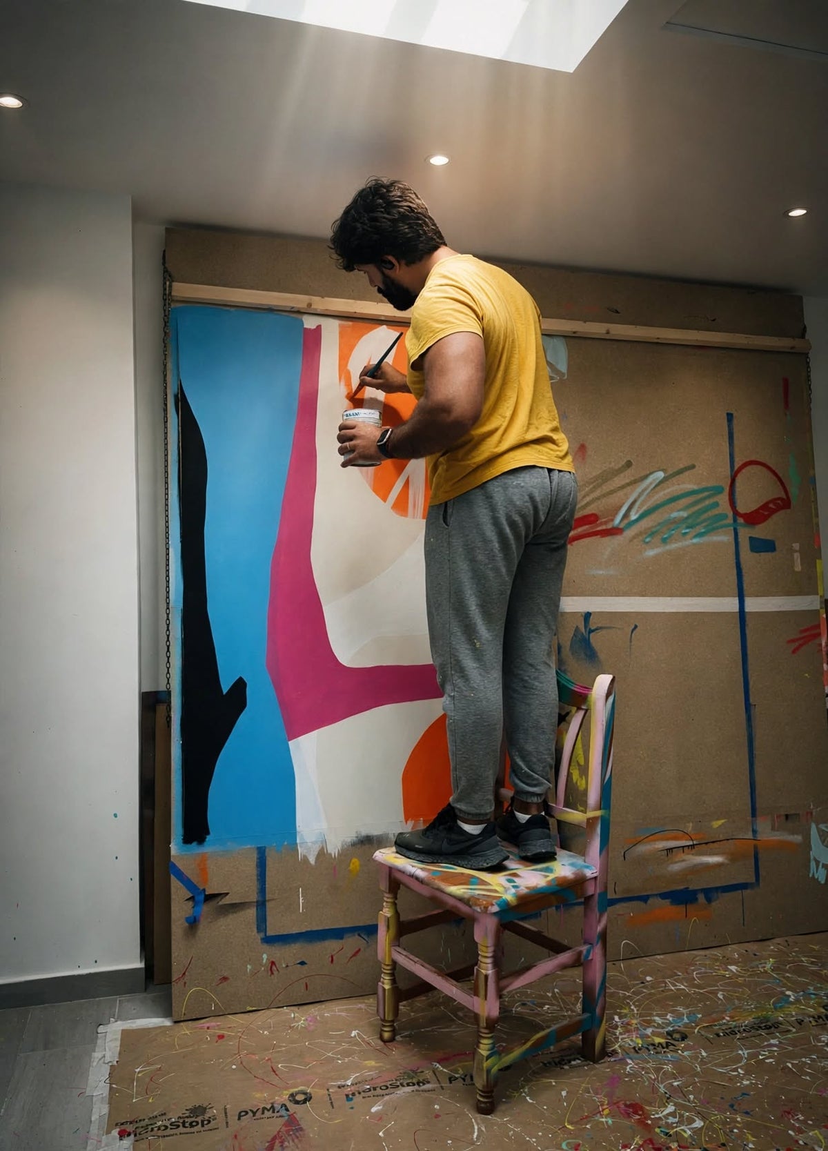 Romons pintando en su estudio
